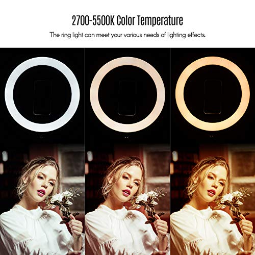 LED Ringlicht, Andoer 13 Zoll Ringleuchte Dimmbar 2700-5500K Selfie Licht Ringleuchte mit Kugelkopf Handyhalter für Make… – Bild 7