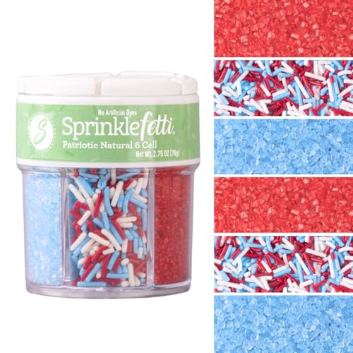 Image of Sweets Indeed Dye Free 4th of July Sprinkles - Patriotic Red White and Blue Sprinkles with No Artificial Dyes for Baking & Decorating Cupcakes, Cookies, Cakes & Desserts - 2.75 ounces