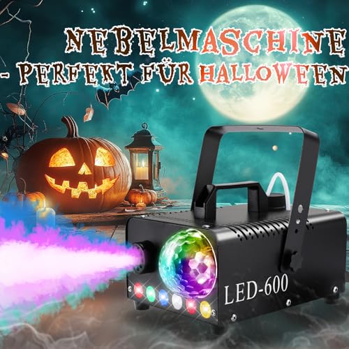 Máquina de niebla de 600W con efectos RGB y bola de discoteca para eventos 6