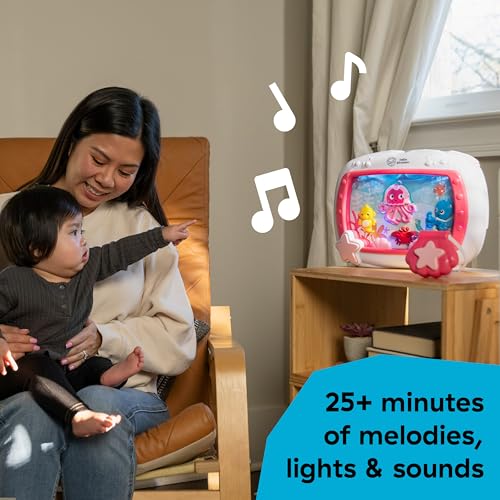 Baby Einstein Sea Dreams Soother, Baby Einschlafhilfen & Weißes Rauschen, 25+ Min. Musik & Ozeanklänge, Fernbedient, White Noise Machine, Aquarium Nachtlicht, für Neugeborene +, Rosa