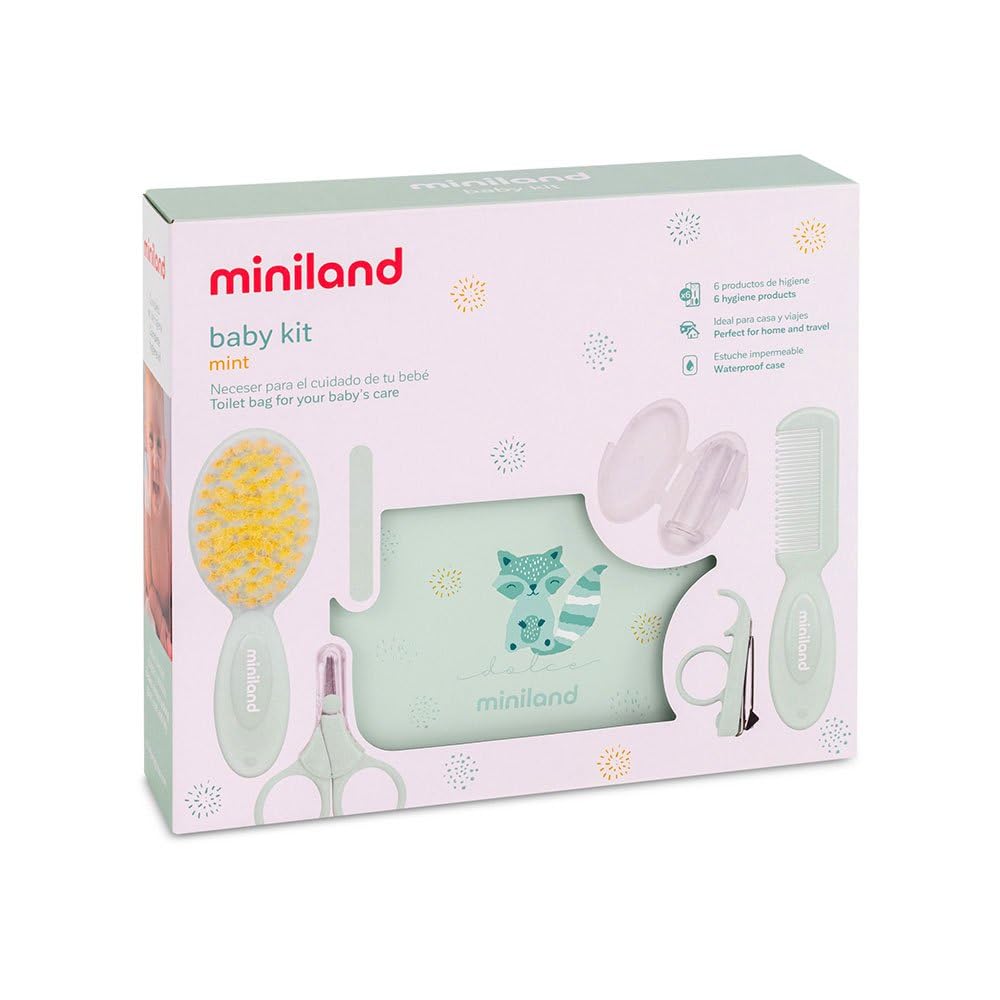 Miniland Baby Kit Mint. Borsa da toilette con articoli per la cura del bambino.