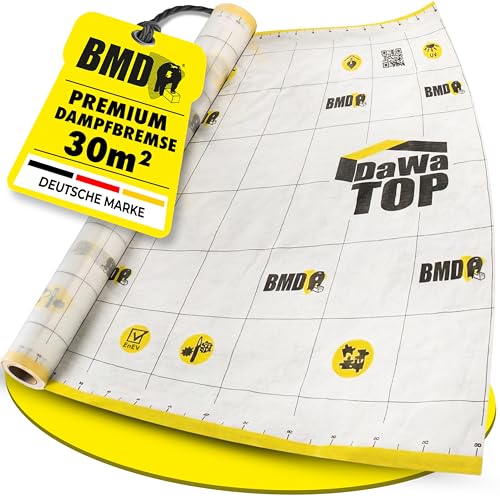 BMD DaWaTop Klimamembran | feuchtevariable Dampfbremse | UV-Stabil | 1 5m x 20m | Dampfbremsfolie nach DIN 4108 & ENEV für Steildach und Flachdach
