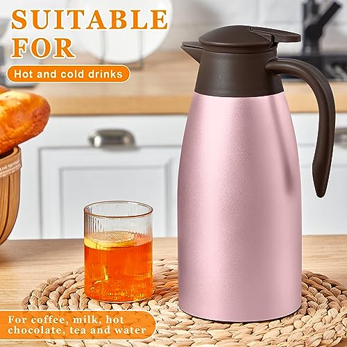 Image of Norme 2 Pcs Thermal Coffee Carafe Insulated Stainless Steel Coffee Carafe for Hot Liquid Vacuum Thermal Pot Creamer Pitcher Dispenser with Brushes Keeping Hot Water Milk(Rose Red)