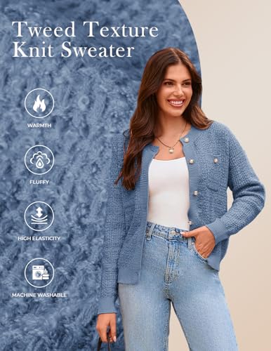 Image of GRACE KARIN Women's Fall Cardigan Sweaters Button Knit Jackets | Open Front,Long Sleeve,Crewneck,with Pockets,Cropped,Work,Business,Causal,Lightweight,Fashion,Dressy,Trendy,Outfits,Clothes