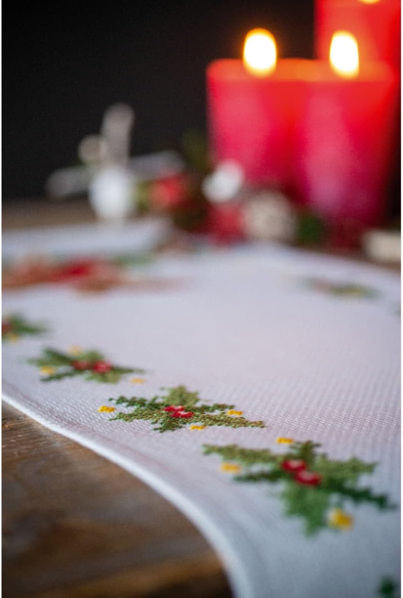 Vervaco Counted Cross Stitch kit tablechloth Hirsch mit Kaninchen, 32x84cm, DIY