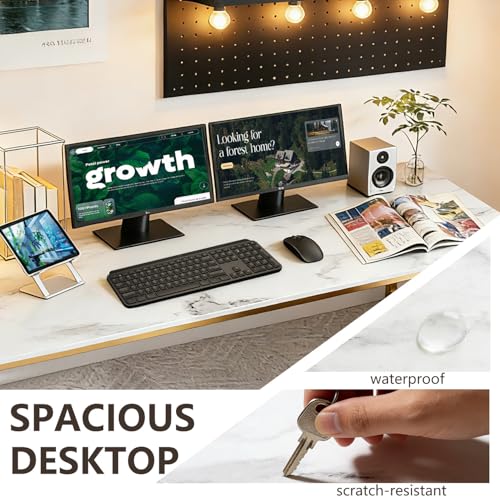 Image of BestOffice Computer Desk,Home Office Desk, Modern Simple Style for Home Office Study Writing (Gold, 55 Inch)