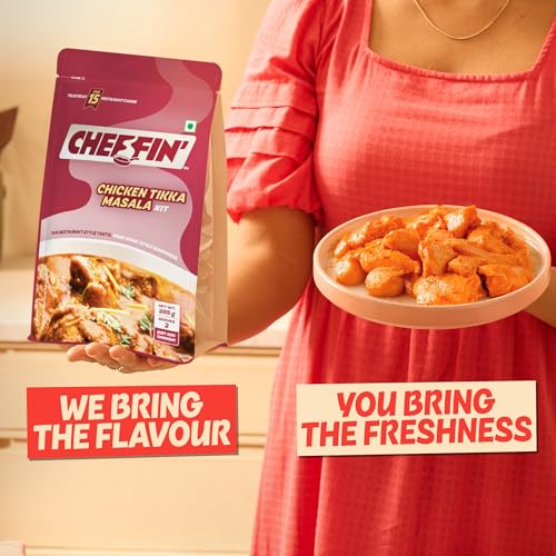 Image of Cheffin' Chicken Tikka Masala 285g | Chef Curated Gourmet Cooking Kit|Cooks 150-200g Chicken | Ready in 10 Min | 100% Natural, No Preservatives | Just Add Fresh Chicken |Serves 2-3