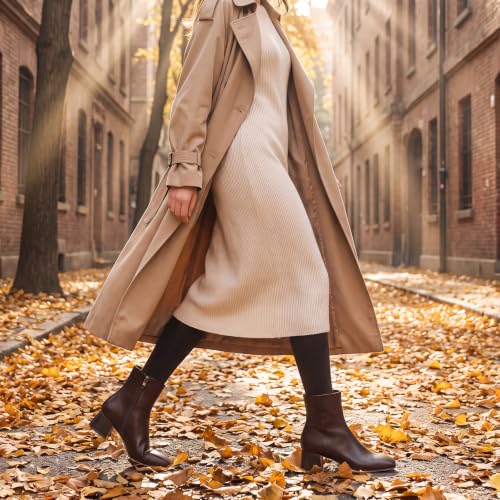 Image of Susanny High Heel Boots for Women,Womens Platform Boot Heels Sexy Round Toe Lace UP High Heels Mid Calf Boots