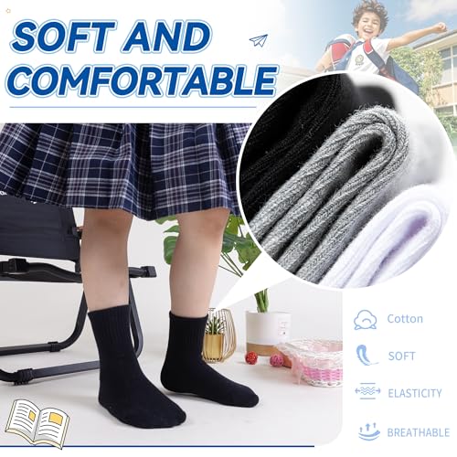Image of Eyean Kids Athletic Crew Socks Boys Girls Cotton School Uniform Casual Basic Socks 6 Pairs