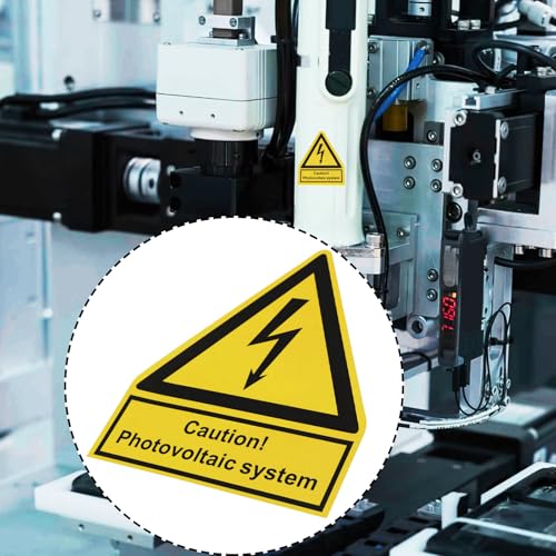 ECSiNG 10 Stück Gelbe Selbstklebende Warnaufkleber Caution! Photovoltaic System 10 X 12 Cm für Den Industriellen Elektrogebrauch