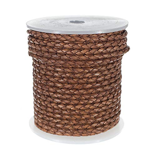 1 Roll Round Braided Cord - Folded Bolo PU Braid- Use for Necklace, Bracelets, Jewelry, Bolo Tie, and More (Red Brown, 3mm x 10 Yards)
