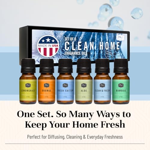 P&J Fragrance Oil Clean Home Set | Lemongrass, Fresh Cotton, Clean & Fresh, Aloe, Bamboo, Orange Candle Scents for Candle Making, Freshie Scent, Soap Making Supplies, Diffuser Oil Scents - Image 3