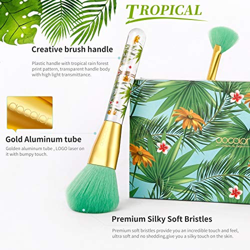 Docolor Makeup Brushes Professional 14Pcs Tropical Makeup Brush Set Premium Gift Synthetic Kabuki Foundation Blending Contour Face Powder Mineral Eyeshadow Make Up Brush Set #TOP3