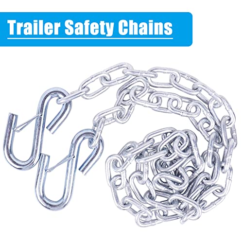 Image of 54 inch Extra Long Trailer Safety Chain Kit w /Dual 5 /16 inch Hooks 2PK | Grade 30 zinc-plated steel towing chains with dual 5 /16 inch spring hooks. 7,000 lbs capacity for RV, boat & utility trailer.