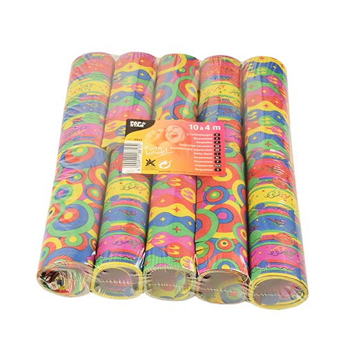 PAPSTAR 1 Karton = 10x10 Luftschlangen 4 m Motive sort. schwer entflammbar 18813