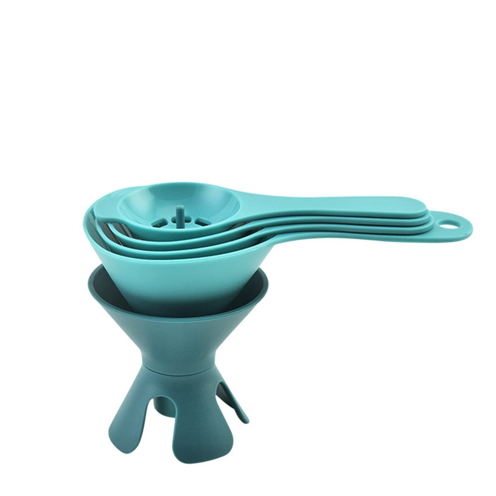 Wine Bottle Funnel， Multifunctional 6 in 1 Funnel Set Oil Funnel Filter Oil Tank Subpack Plastic Funnel. (Color : Green)