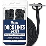 RainierSupplyCo Dock Lines 2-Pack - Boat Rope for Docking with Loop - 25 ft x 1/2 Inch Premium Double Braided Nylon Marine Rope - Mooring Line with 12