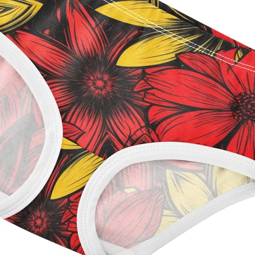 Red Yellow Flowers Toddler Underwear Custom 2t Cotton Little Girl Panties Designer Briefs Kids Undies4