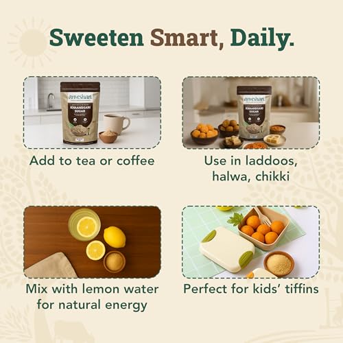Image of Anveshan Artisanal Khaandsaari Sugar- 500g | 100% Natural, Sulphur-Free & Handcrafted from Sun-Dried Sugarcane | Low GI, Mineral-Rich, Gut-Friendly Sweetener for Tea, Desserts, Baking & Daily Use
