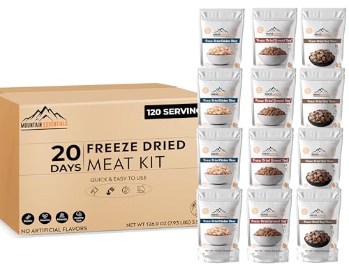 MOUNTAIN ESSENTIALS 120 Servings Freeze Dried Premium Variety Fully Cooked Meat Kit