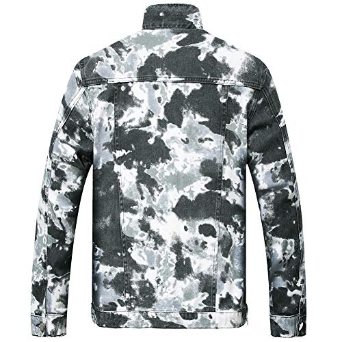 Image of LZLER Men's Denim Jackets Distressed Destroyed Classic Vintage Slim Fit Ripped Fashion Trendy Trucker Jean Jackets