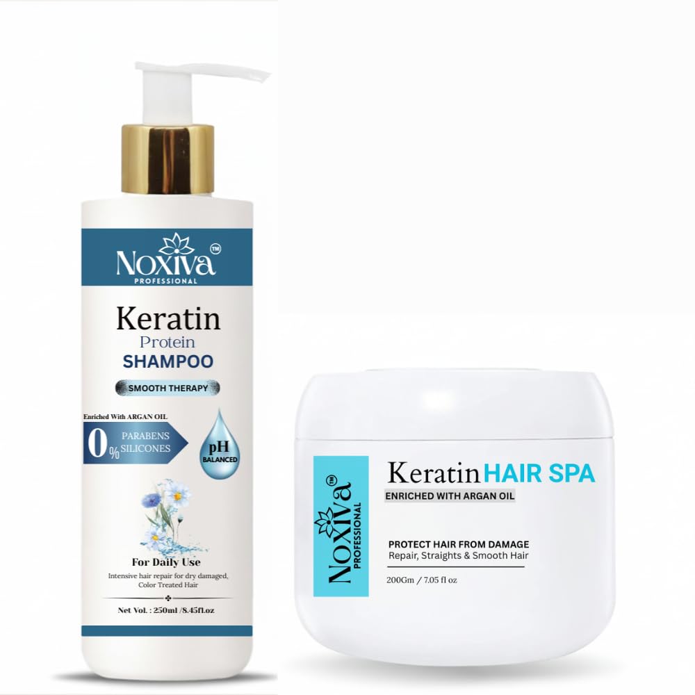 Noxiva Keratin Shampoo & Hair Spa Cream Combo Sulfate-Free, Deep Conditioning Treatment for Dry, Damaged & Frizzy Hair Strengthens, Smoothens & Adds Shine Salon-Quality Hair Care at Home-image-24