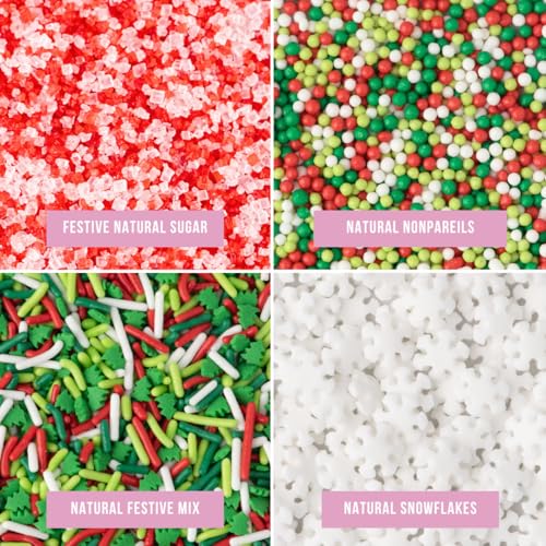 Image of Sweets Indeed Sprinkles, 4 Pack, Edible Sprinkle Mix, Perfect for Cake Decorations, Baking, Ice Cream, Cookies, Cupcake Topper (Dye Free Holiday)