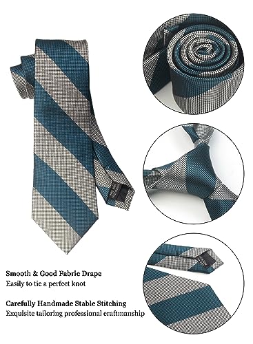 Image of Striped Plaid Polka Dot Mens Tie Formal Necktie Pocket Squares Ties Clips Cufflinks Classic for Men Set