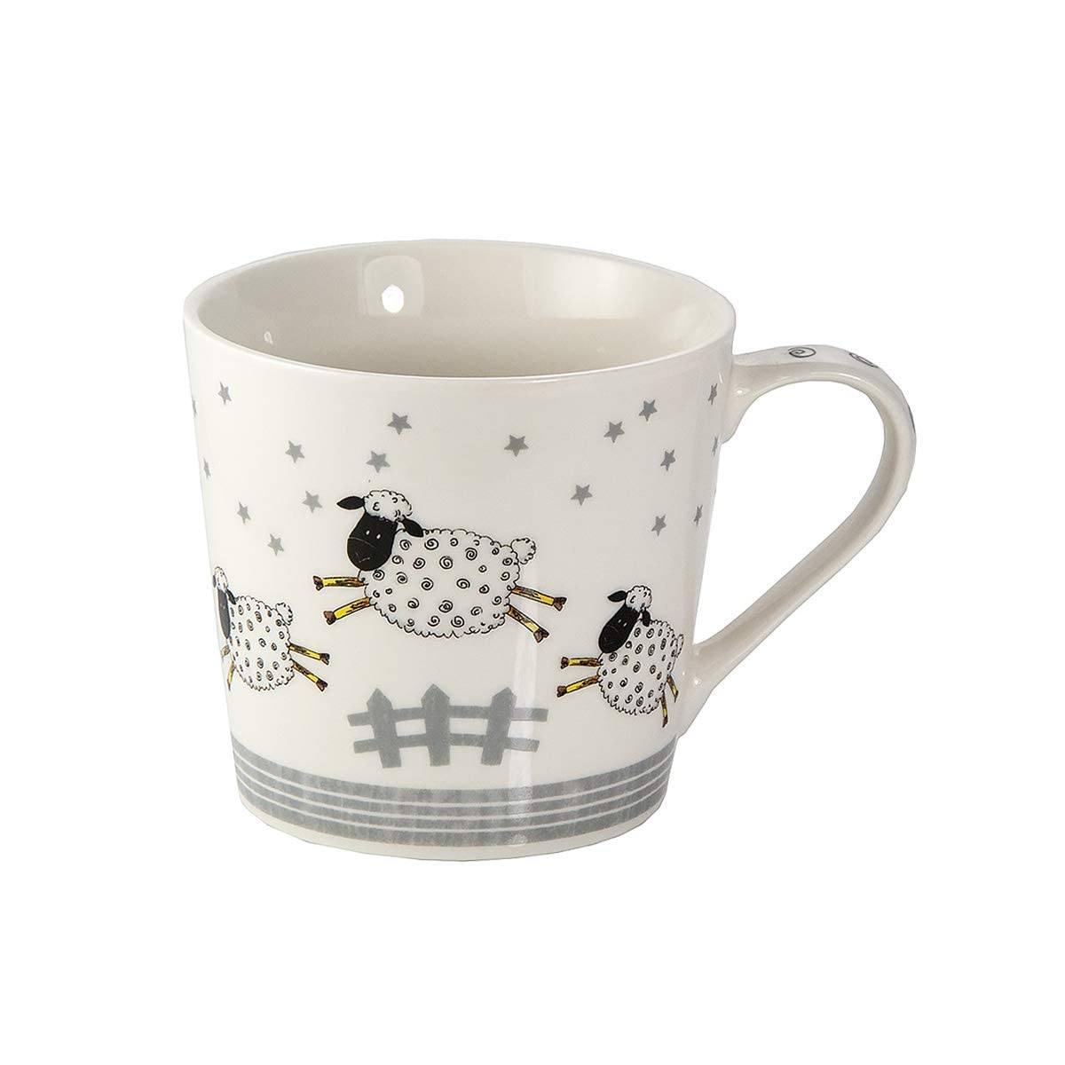 SPOTTED DOG GIFT COMPANY Kubki do kawy, zestaw 4 filiżanek śniadaniowych, kubki owcze, ceramiczny kubek do herbaty i kawy, prezent dla miłośnika owiec, 380 ml/13oz