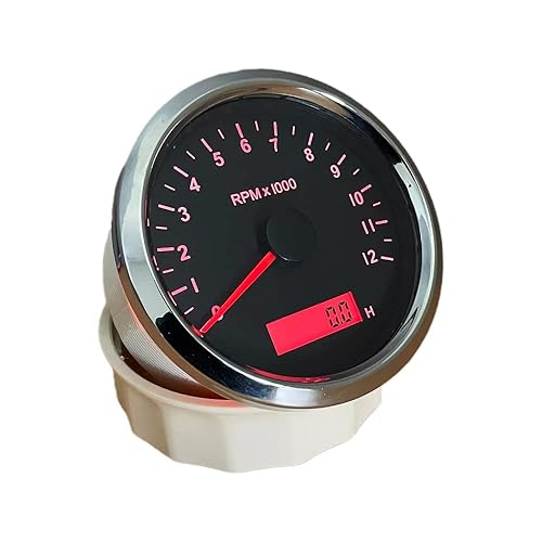 Miniatura 2 de ELING Tacómetro RPM impermeable 0-12000 RPM con medidor de hora ajustable digital LED y alarma RPM 3.346in con retroiluminación 12V24 V
