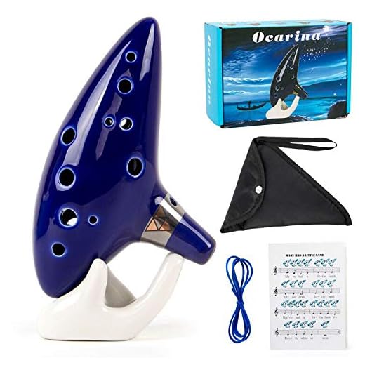 Kmise Ocarina 12 Tones Alto C with Song Book Display Stand Neck Cord