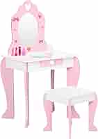 ZONEKIZ Set Tavolo Trucco Bambini Con Specchio - Rosa E Bianco Per Piccole Principesse - Foto 8