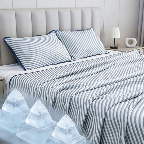 Surwin Manta Refrescante, Q-MAX0.45 Manta de Enfriamiento para Verano, Ligera Transpirable Suave y Amigable, Fibra de Enfriamiento Blanket para Sofa, Cama, Niños, Perros (Sarga,180x200cm)