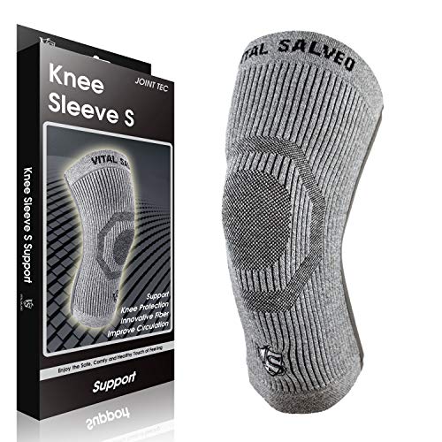 Buy 1 get 1 Vital Salveo Knee Compression Sleeve Swelling Recovery Knee Brace S-Support Pain Relief for Men Women Unisex Running Gym Workout Sports Light Grey (1PC) XXXL