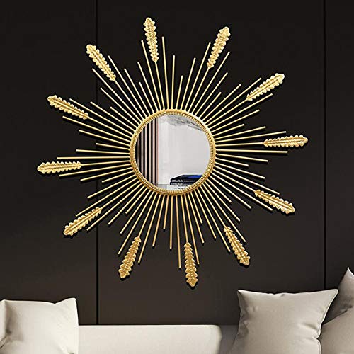Miroirs muraux Sunburst de miroirs dorés pour le salon, la décoration intérieure et la chambre à coucher | Miroirs ronds pour suspendre et décoration murale | Grands miroirs et accessoires ,A,60CM Cover