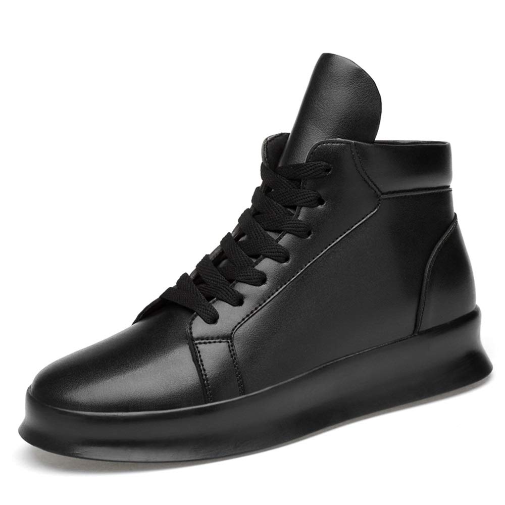 High Top Skate Shoes for Men Comfort Sneakers Elevator Antislip Ankle Athletic Shoes Round Toe Leather Upper Durable Height Increasing 8 cm Walking Shoes Lace-Up Anti-Wear
