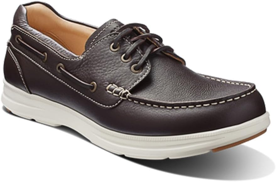 Samuel Hubbard Men's New Endeavor Boat Shoes, Espresso Brown Leather, Size 8.5