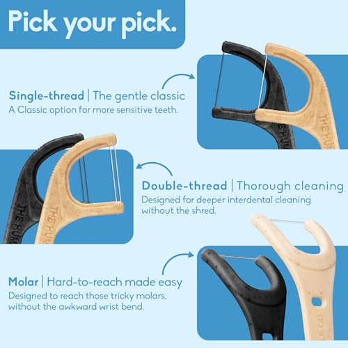 Image of The Humble Co. Dental Floss Picks, Double Thread, Charcoal (200 Count)