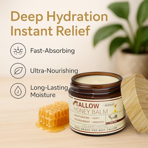Jeirrzi Organic Beef Tallow for Skin, 100% Grass-Fed Tallow and Honey Balm for Face Body M - image 9