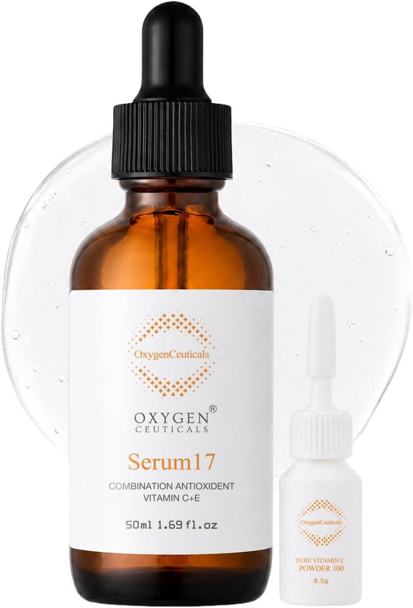 OxygenCeuticals Serum 17 – Pure Vitamin C 17% + Vitamin E Antioxidant Brightening Serum, High Potency Formula for Dark Spots, Uneven Tone & Radiance Boost. 1.69 fl.oz (50ml)