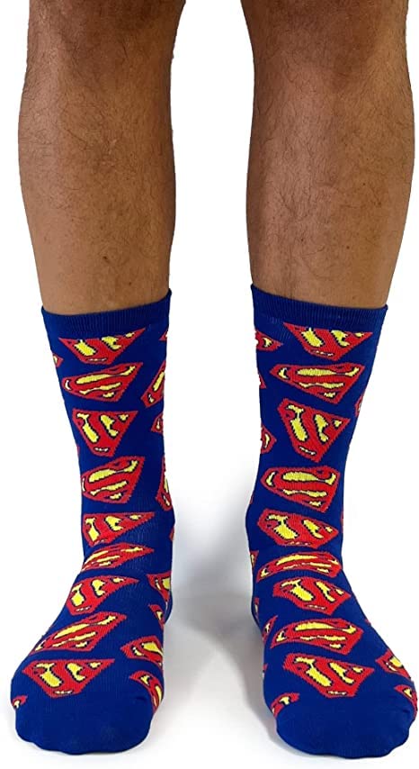 Calcetines Superman, Calcetines Originales para Adultos, Producto Oficial, Azul (41-43)