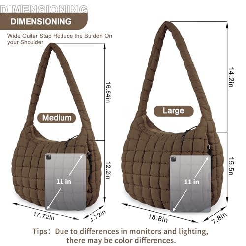 Image of Quilted Puffer Tote Bag Purse Puffy Crossbody Shoulder Bag,Lightweight Nylon Hobo Bag Puffer Carryall Bag for Women Girl