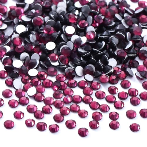 Image of Purple Flatback Rhinestones, Glass Rhinestones for Nail Art and Craft, Glue Fix, Loose Crystal Gemstones(Purple, SS8, 2880pcs, 2.3-2.5mm)