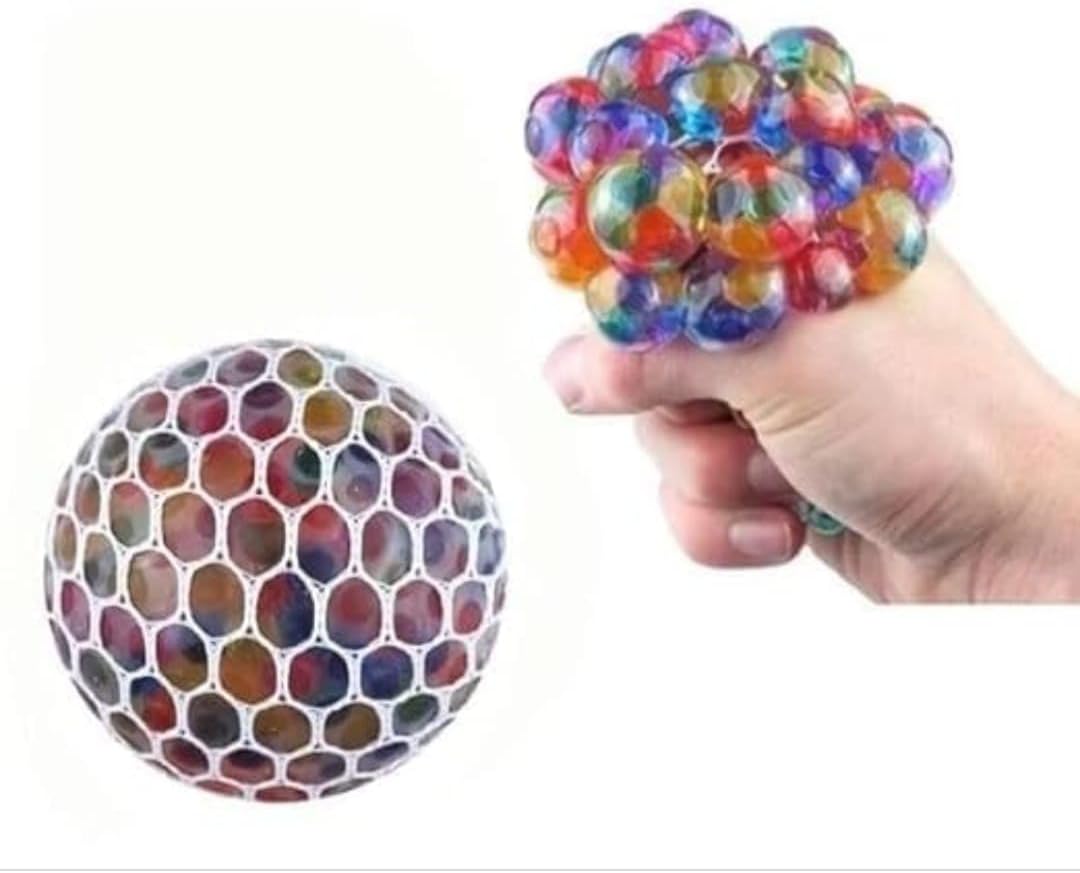 Radiant Glow Mesh Squishy Stress Ball | Light-Up Grape Squeeze Sensory Fidget Toy for Kids & Adults, Anti-Stress & Anxiety Relief Soft Multicolor Bubble Ball with Net (Pack of 1)