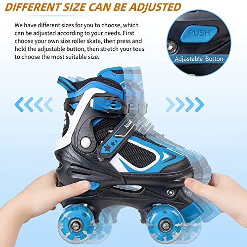 Image of Kids Roller Skates for Girls and Boys, 4 Sizes Adjustable Roller Skates with Light up Wheels, Outdoor & Indoor Roller Skates for Kids Children Beginners,Patines para Ninas Ninos