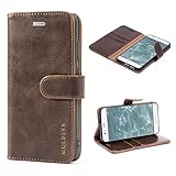 Mulbess Handyhülle für Huawei P10 Lite Hülle Leder, Huawei P10 Lite Handy Hülle, Vintage Flip Handytasche Schutzhülle für Huawei P10 Lite Hülle, Kaffee Braun