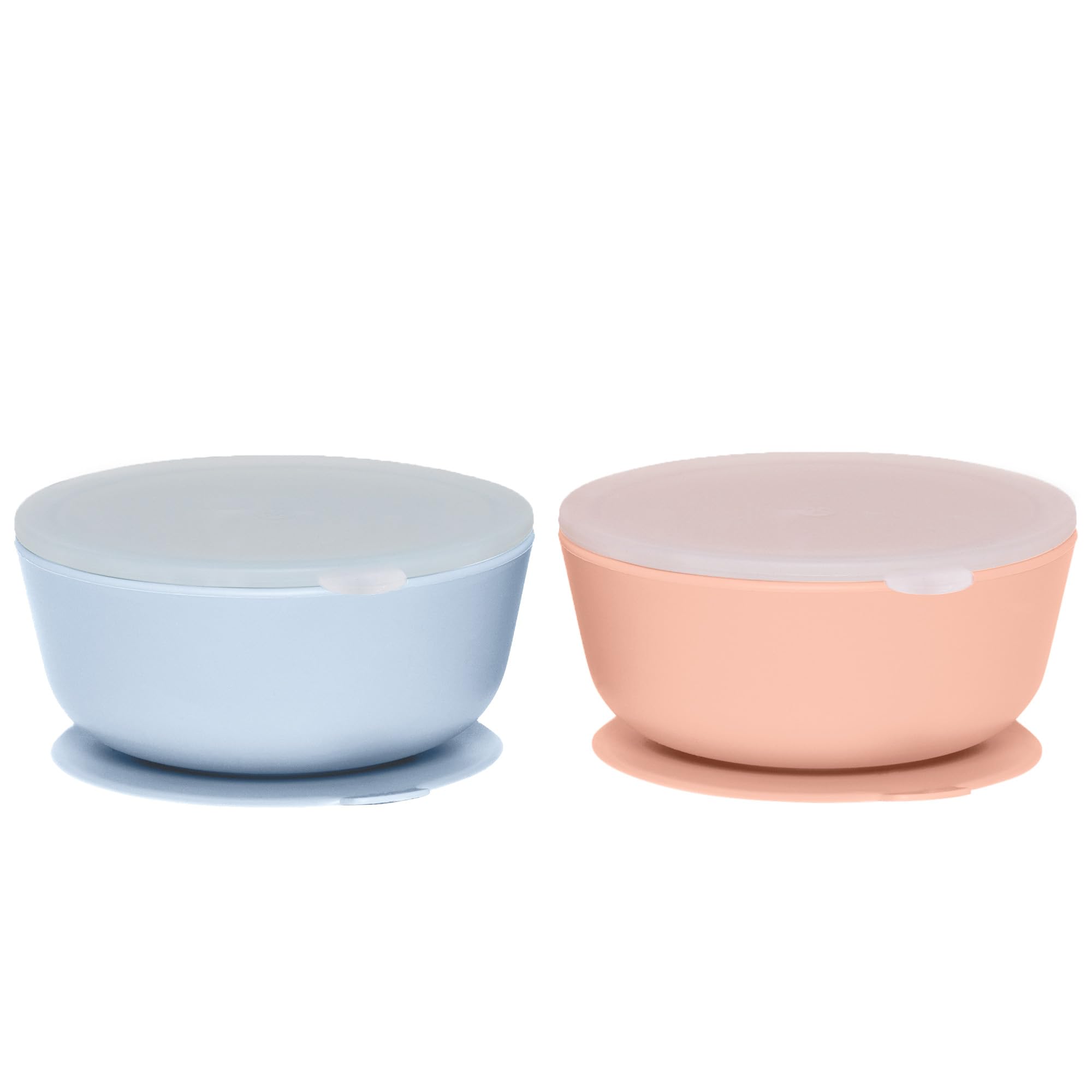 WeeSprout Suction Bowls for Baby &amp; Toddlers (Set of 2) - 100% Silicone w/Plastic Lid - Leak Proof Feeding Supplies - Dishwasher &amp; Microwave Safe Infant Dinnerware w/Extra Strong Base