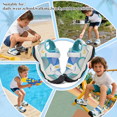Image of JMFCHI Boys Girls Kids Closed Toe Sports Sandals Summer Water Shoes | Little /Big Kid,Comfortable lightweight,Non-slip soft sole,Hook-and-loop closure,Easy wear,Anti-collision toe,Daily casual