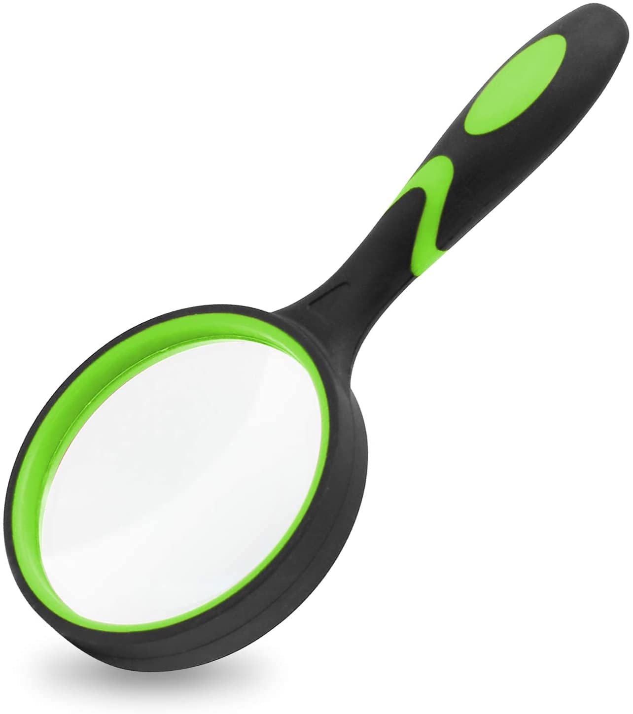 10X Magnifying Glasses, Handheld Shatterproof Reading Magnifier, 75mm Magnify Glasses HD Optical Glass Len with Non-Slip Soft Rubber Handle for Elderly Reading Insect Kids Nature（Green）