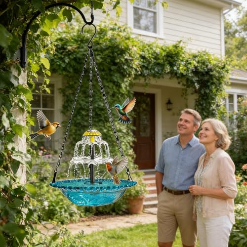 Cascada solar para jardín que atrae pájaros sin usar cables 4